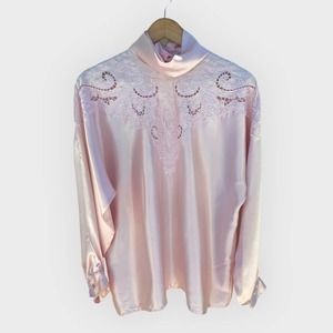 RikRak Whimsical Baby Pink Satin Blouse Size 12